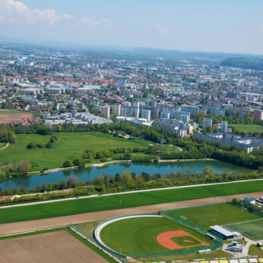 Stadtteil Gartenstadt aus der Vogelperspektive