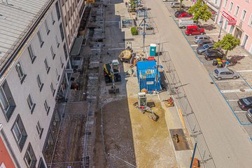 Kaiser Josef Platz Mitte West Baustelle Juni 2026