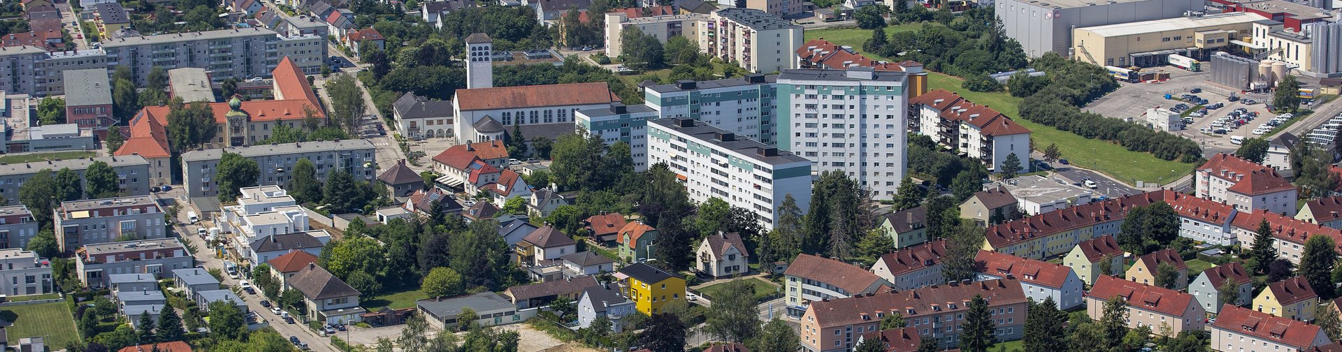 Stadtteil Vogelweide aus der Vogelperspektive