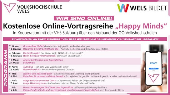 Sujet VHS Online Vortragsreihe Happy Minds
