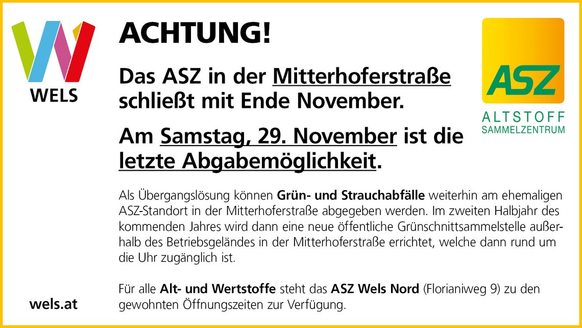 Sujet ASZ Mitterhoferstraße Schließung