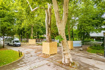 PK Spatenstich Volksgarten Stadthalle Vorplatz