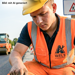 Straßenerhaltungsfachmann Lehrling bei der Arbeit