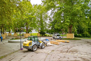 PK Spatenstich Volksgarten Stadthalle Vorplatz