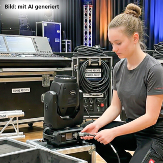 Veranstaltungstechniker Lehrling bei der Arbeit