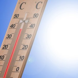 Thermometer welches auf Hitze hinweist
