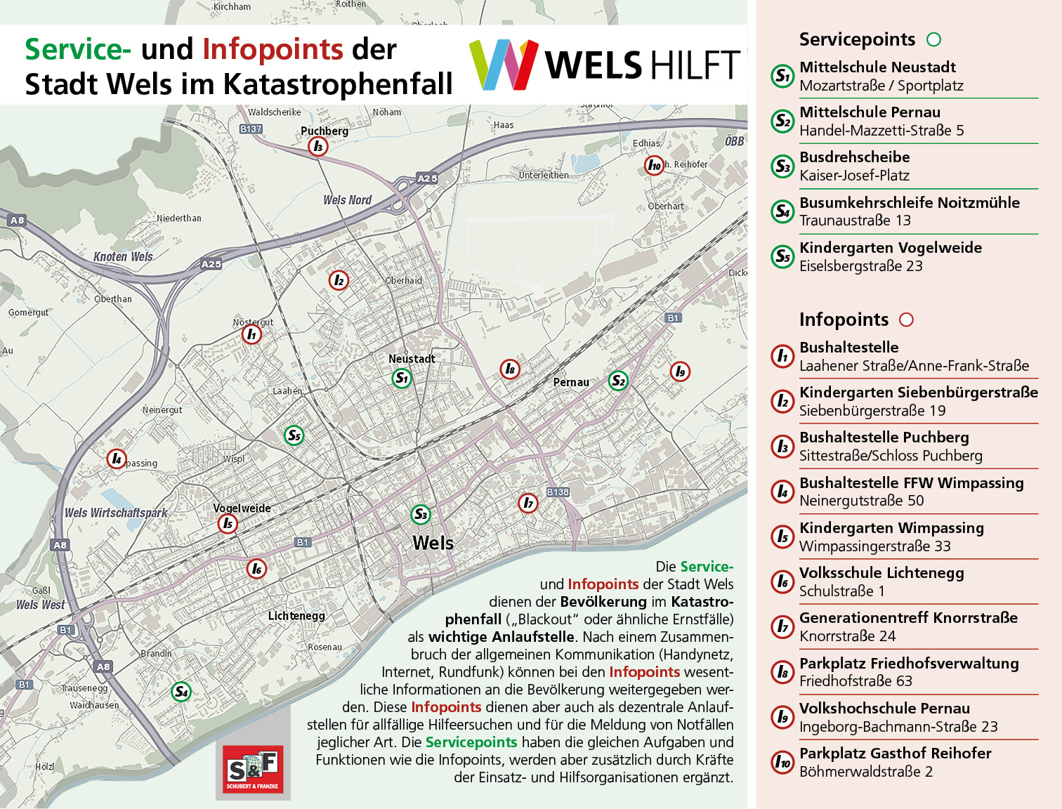 Übersichtsplan Service- und Infopoints